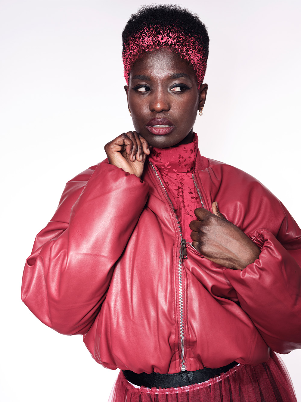 Short Afro Textured Hair with Pink Roots - F.A.M.E. Team - Hybrid Collection